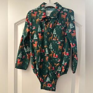 SweetHoney 2T Boys Green Reindeer and Gift Bodysuit